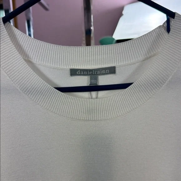 NWT Daniel Rainn Floral Puff Sleeve Mixed Media Sweater size large - Picture 4 of 7